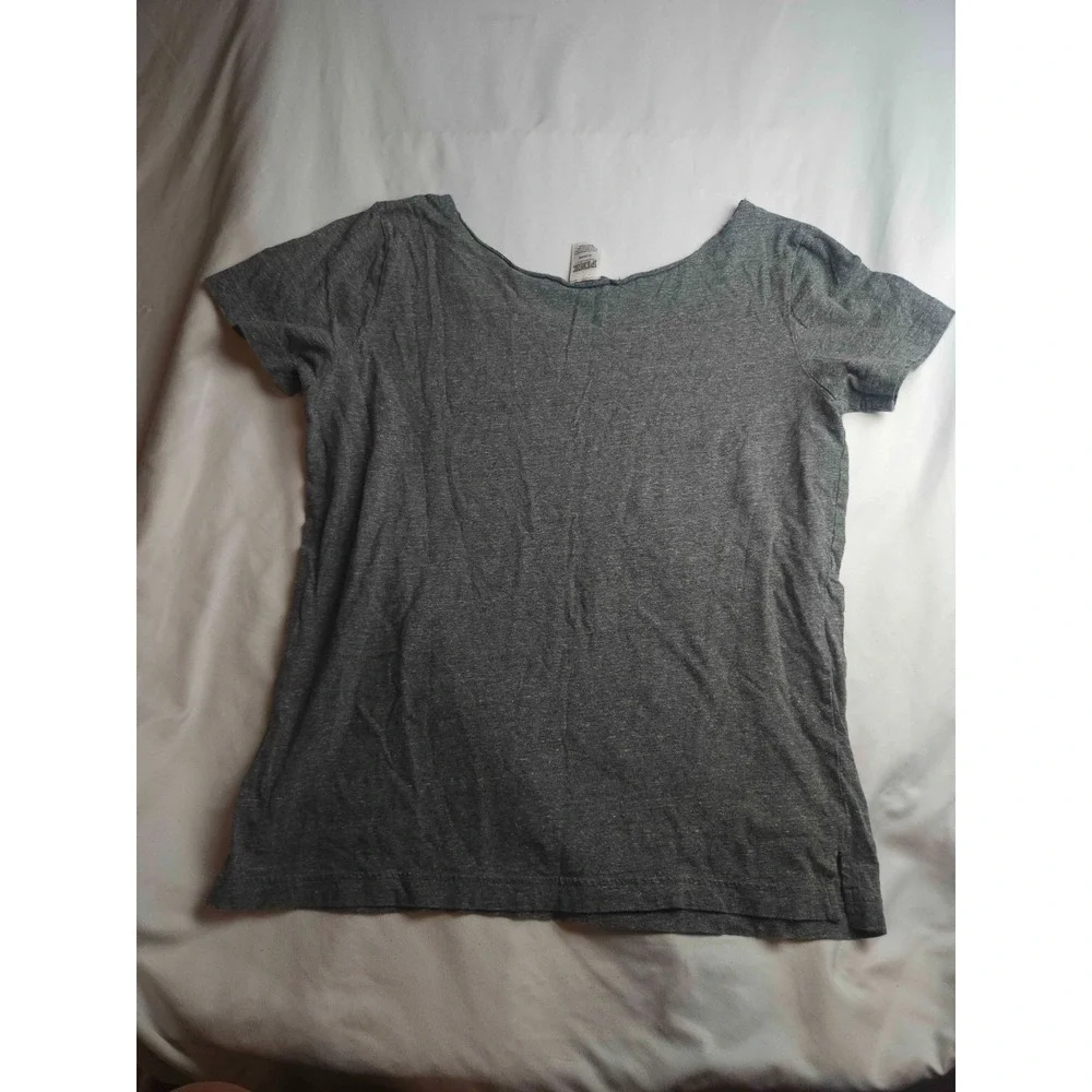 PINK Victoria's Secret Logo T-Shirt Womens Medium Gray Knit Short Sleeve Tee